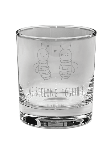 Mr. & Mrs. Panda Whiskey Glas Biene Verliebt mit Spruch in Transparent