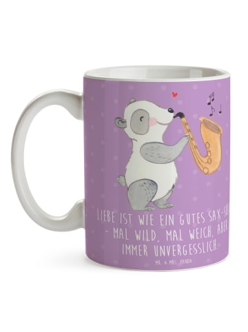Mr. & Mrs. Panda Tasse mit Spruch Saxophon Liebe mit Spruch in Lavendeltraum