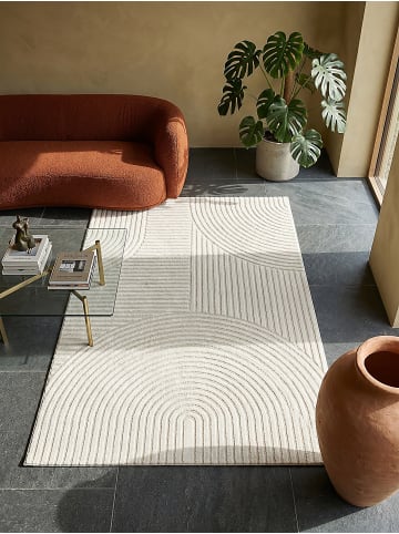 KADIMA DESIGN Teppich Kurzflor Geometrisch pflegeleicht Wohnzimmer Schlafzimmer Flur in Creme