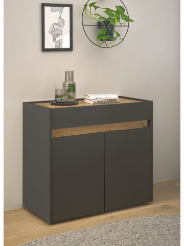 Furn.Design Standcontainer grau, Eiche 80 cm, Büro Kommode mit großem Schubkasten