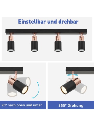 ZMH Deckenleuchte in Roségold 4-flammige GU10 rechteckig Moderne Deckenspots