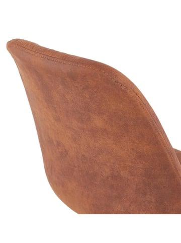KADIMA DESIGN Barhocker Mikrofaser & Eichenholz 76 cm Sitzhöhe in Braun-Schwarz