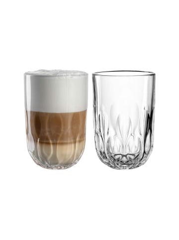 LEONARDO 2er Set Latte Macchiato Gläser (3) Gocce 390 ml transparent in transparent