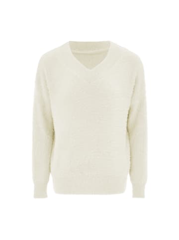 Poomi Damen Strickpullover in Wollweiss