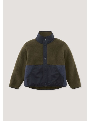 Hessnatur Hessnatur Wollfleecejacke Regular mit Patch aus reiner Schurwolle in vintage oliv