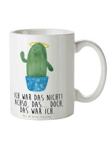 Mr. & Mrs. Panda Tasse Kaktus Heilig mit Spruch in Weiß