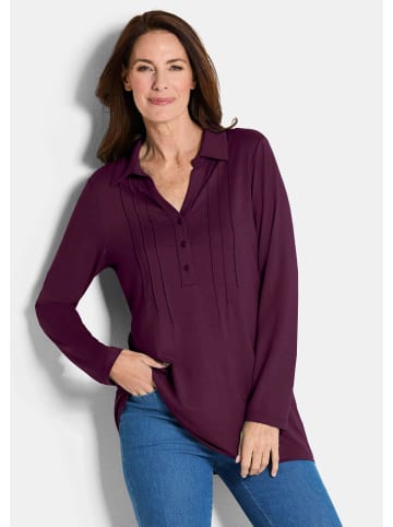 GOLDNER Tunikashirt Halbarm Blusenshirt mit Hemdkragen in bordeaux
