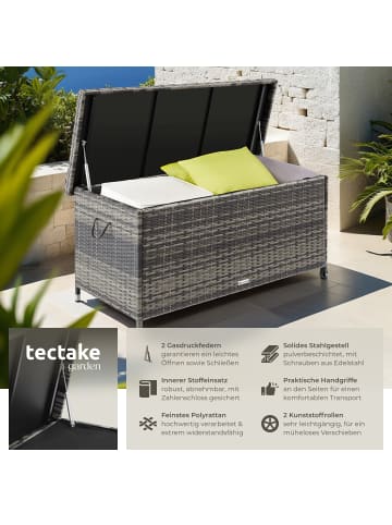 tectake Aluminium Auflagenbox mit Rattangeflecht, 121 x 56 x 60 cm