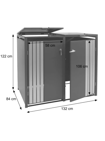 MCW 2er-Mülltonnenverkleidung MCW-O67, Anthrazit
