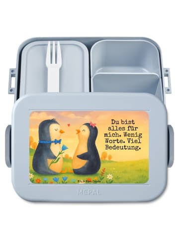 Mr. & Mrs. Panda Lunchbox Pinguin Pärchen Design mit Spruch in Blau Pastell