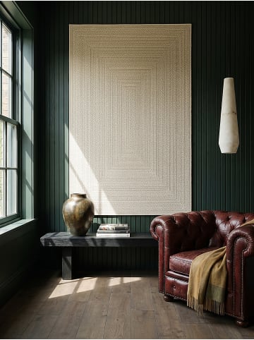 KADIMA DESIGN Teppich flachgewebt Bordüre flachgewebt pflegeleicht Wohnzimmer Flur in Creme