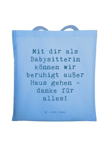 Mr. & Mrs. Panda Stofftasche Spruch Babysitter Dank mit Spruch in Sky Blue