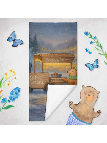 Mr. & Mrs. Panda Strandtuch Igel Maronen Design ohne Spruch in Eisblau