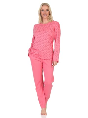 NORMANN Langarm Schlafanzug Pyjama Minimalprint - 86994 in beere