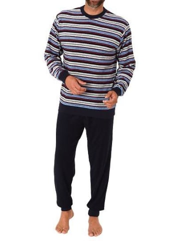 NORMANN langarm Frottee Schlafanzug Bündchen gestreifter - 77523 in rot