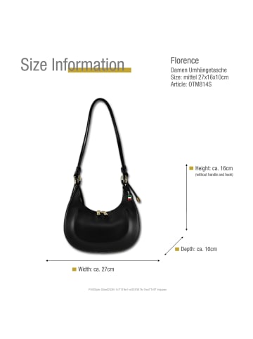 Florence Leder Umhängetasche Florence Tasche schwarz ca. 27cm