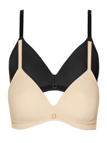 Lisca 2er Pack Schalen BH ohne Bügel in black -vanilla cream