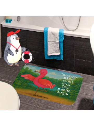 Mr. & Mrs. Panda Badvorleger Flamingo Yoga Design mit Spruch in Weiß