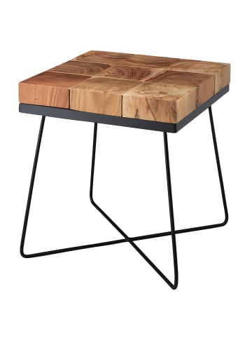 KADIMA DESIGN Beistelltisch 45 x 45 x 51 cm Massivholz mit Metallgestell