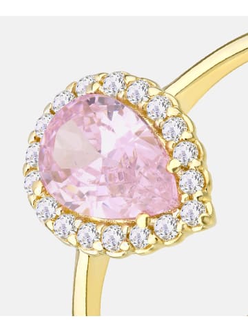 Vanlere Cluster-Ring aus 375 Gelbgold mit Zirkonia mit Saphir
