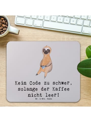 Mr. & Mrs. Panda Mousepad Code und Kaffee mit Spruch in Grau Pastell