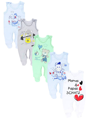 TupTam Unisex Baby Strampler mit Aufdruck 5er Set in grün/blau