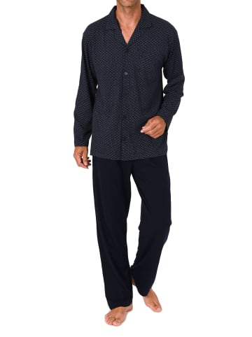 NORMANN Langarm Schlafanzug Pyjama zum durchknöpfen in orange