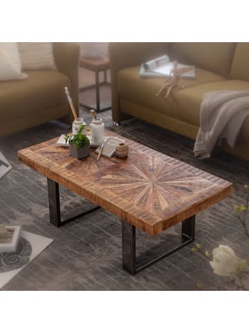 KADIMA DESIGN Moderner Couchtisch Mango Massivholz 105x40x55 cm Tisch im Industrial