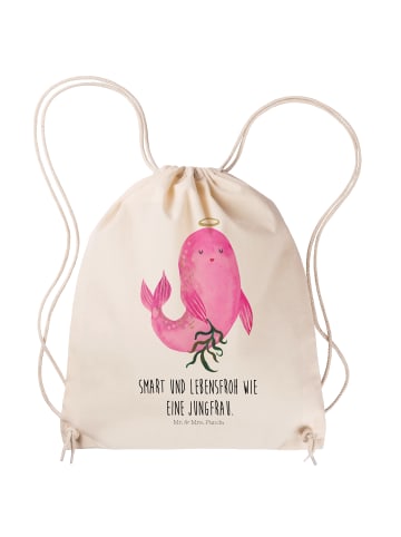 Mr. & Mrs. Panda Drawstring Bag Sternzeichen Jungfrau mit Spruch in Creme