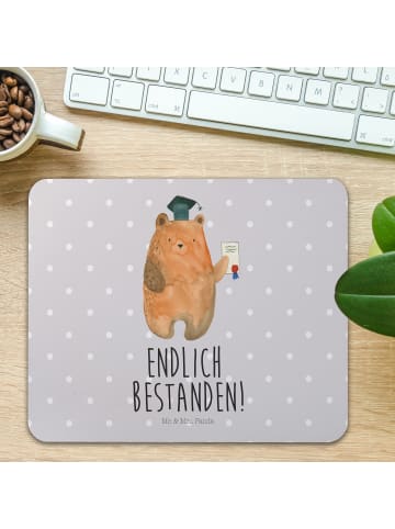 Mr. & Mrs. Panda Mousepad Bär Prüfung mit Spruch in Grau Pastell