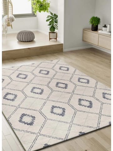 Atticgo Kurzflor-Teppich Läufer SIROCO in blau / creme