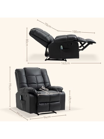 HOMCOM Massagesessel-94B x 99T x 99H cm-Schwarz