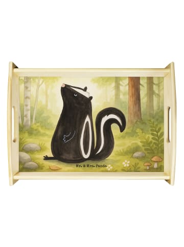 Mr. & Mrs. Panda Dekotablett Stinktier Sitzen Design ohne Spruch in Weiß
