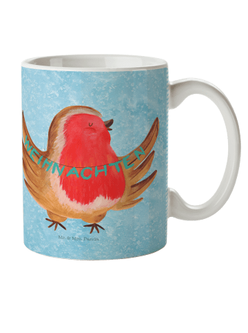 Mr. & Mrs. Panda Plastikbecher Rotkehlchen Weihnachten ohne Spruch in Eisblau