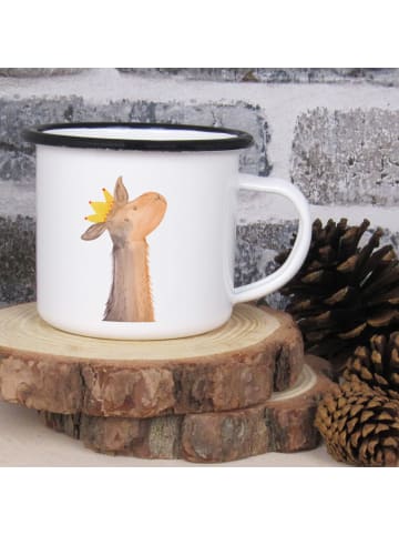 Mr. & Mrs. Panda Emaille Tasse Lamakopf König ohne Spruch in Weiß