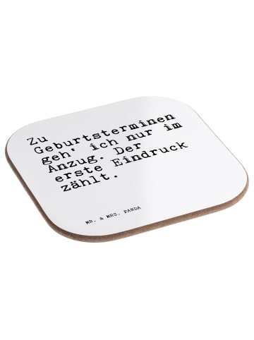 Mr. & Mrs. Panda Glasuntersetzer Zu Geburtsterminen geh' ich... ... in Weiß