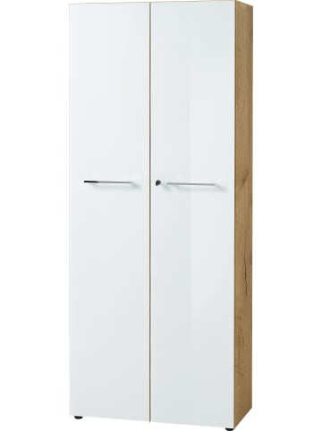 KADIMA DESIGN Aktenschrank Glasfront Büroschrank Modern in Chalet-Eiche-Nb.-Weiß