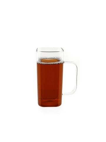 Almina 2er Gläser-Set Square Glas Henkel 400 ml aus Borosilikatglas in Transparent