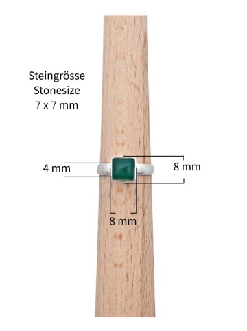 mantraroma 925er Silber - Ringe mit grüner Onyx