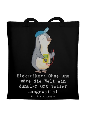 Mr. & Mrs. Panda Stofftragetasche Elektriker Helden mit Spruch in Schwarz