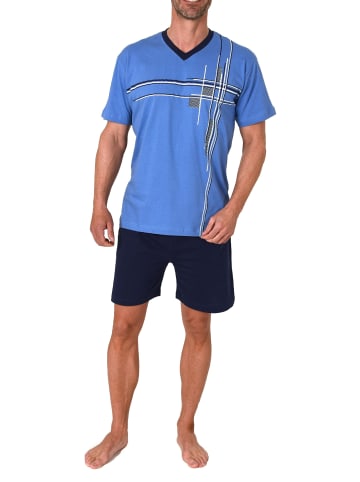NORMANN Shorty Schlafanzug kurzarm Pyjama - 78163 in blau