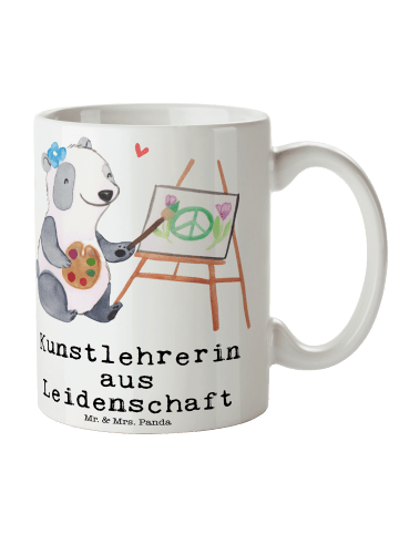 Mr. & Mrs. Panda Kaffeebecher Kunstlehrerin Leidenschaft mit Spruch in Weiß