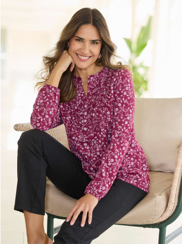 Sieh an! Langarm-Shirt in bordeaux-ecru-bedruckt