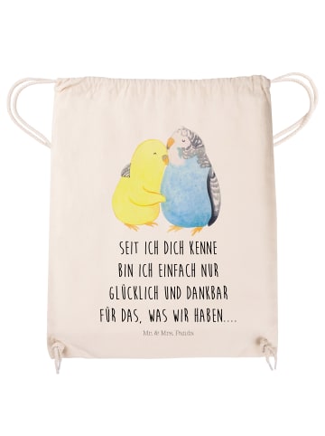 Mr. & Mrs. Panda Sportbeutel Wellensittich Liebe mit Spruch in Creme