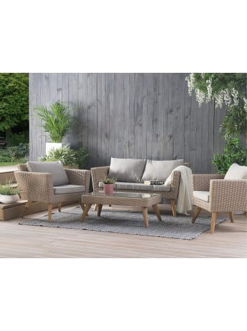Beliani 11-tlg Sitzgruppe VITTORIA in Naturfarben/Grau/Beige