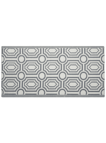 Beliani Outdoorteppich BIDAR in Grau/Weiß - (W) 90 x (H) 0.5 x (L) 180 cm
