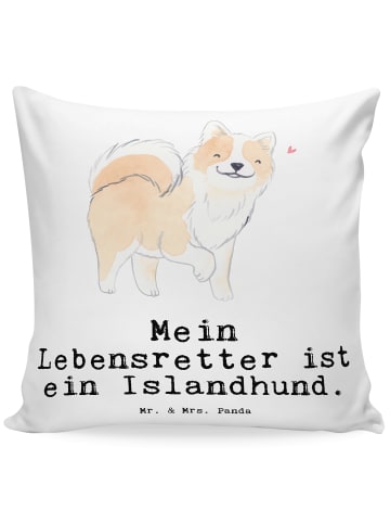 Mr. & Mrs. Panda zier kissen Islandhund Lebensretter mit Spruch in Weiß