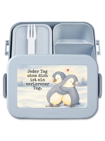 Mr. & Mrs. Panda Lunchbox Pinguine Kuscheln Design mit Spruch in Blau Pastell
