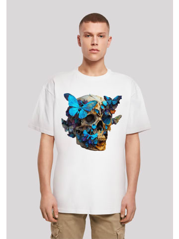 F4NT4STIC Heavy Oversize T-Shirt Schmetterling Skull OVERSIZE TEE in weiß