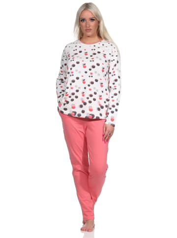 NORMANN langarm Schlafanzug Pyjama TupfenPunkte - 72352 in apricot